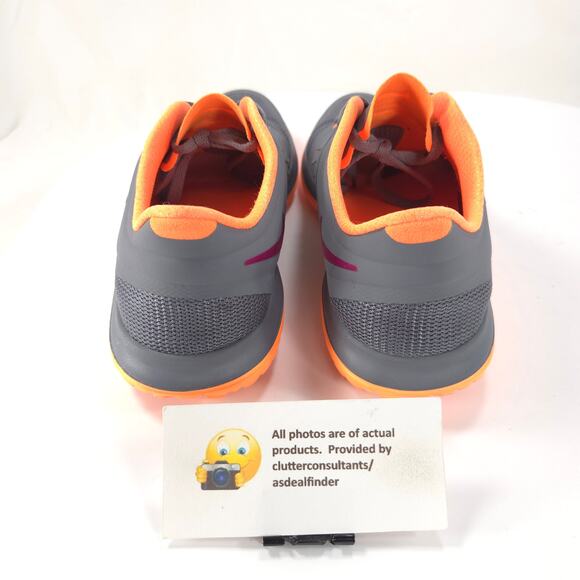 Nike FS Lite Run Athletic Lace Up Shoe Womens Size 8.5 616684-003 Gray Orange - Picture 3 of 9